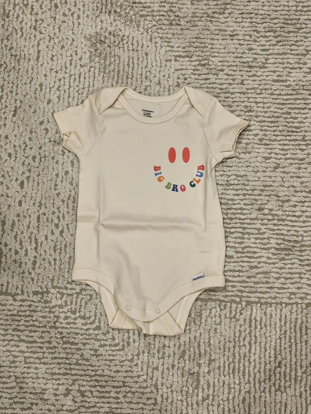 New Gerber One-Piece Bodysuit with Colorful 'Big Bro Club' Print